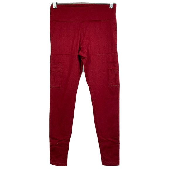 Victoria's Secret PINK Active Leggings Women Sz S Burgundy Stretch Pants Pockets - Picture 1 of 11